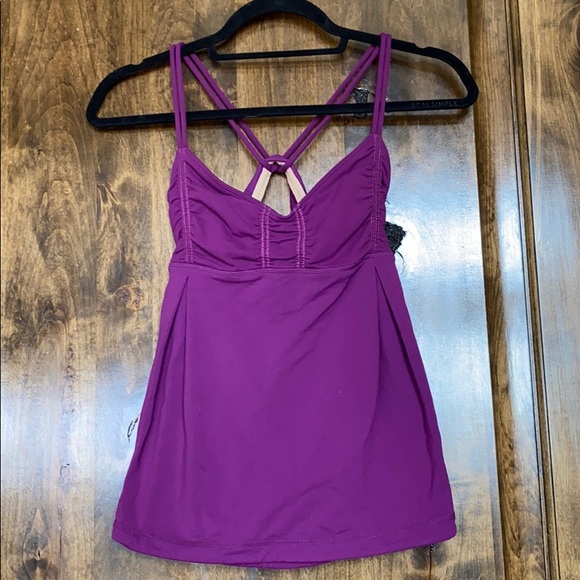 lululemon athletica Tops - Lululemon Purple Yoga Top with Bra Size 6